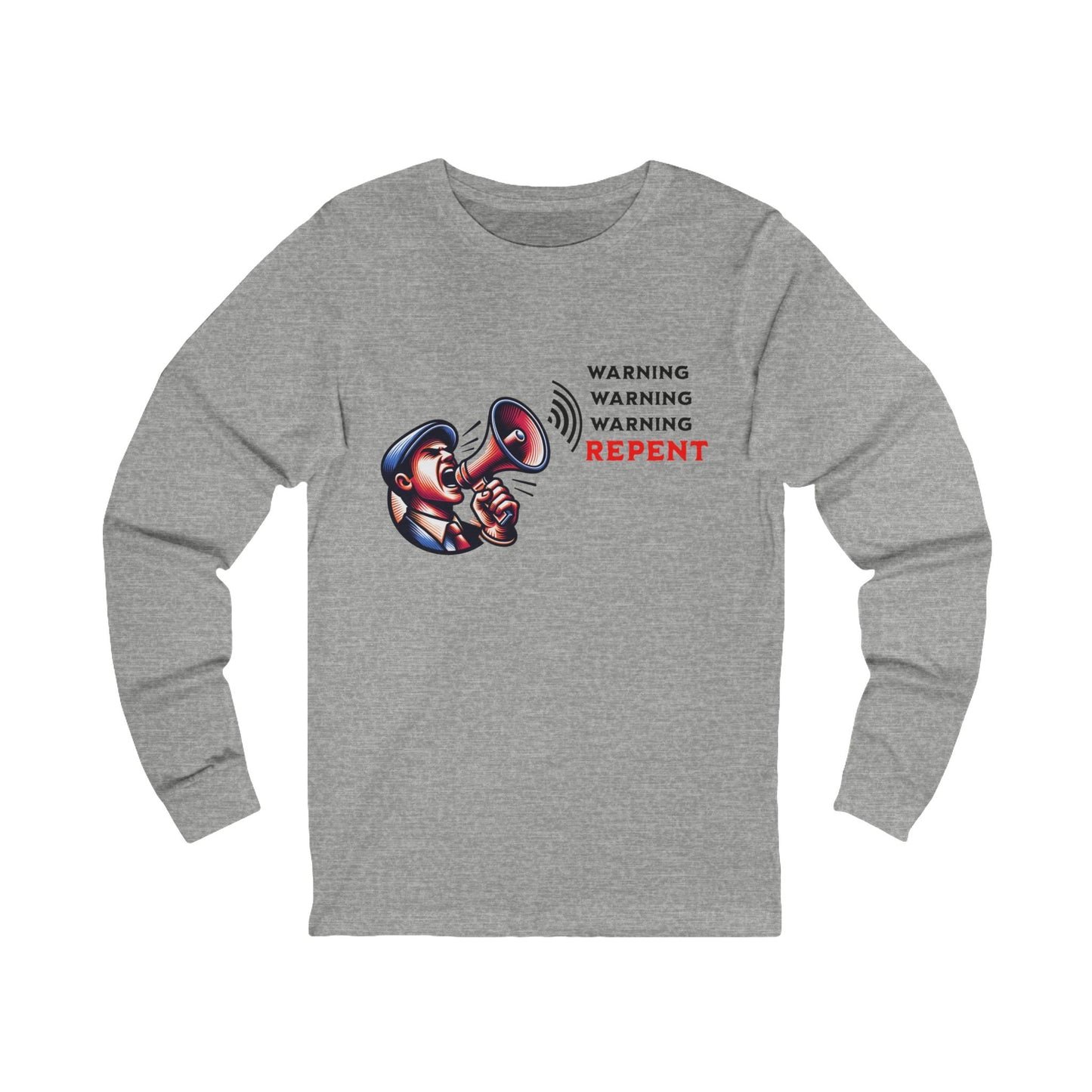 Warning Repent, Long Sleeve Tee — Faith-Based Christian Message Shirt