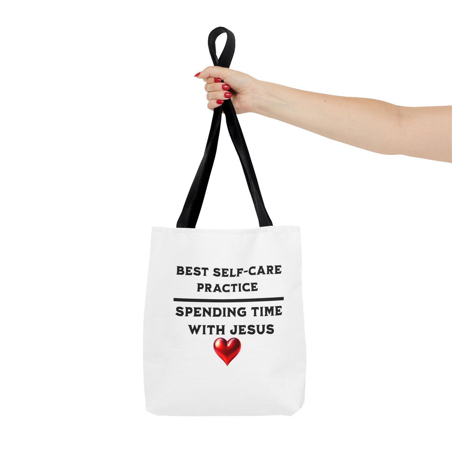 Best Self-Care Practice-Spending Time with Jesus Tote, Christian Tote Bag, Inspirational
