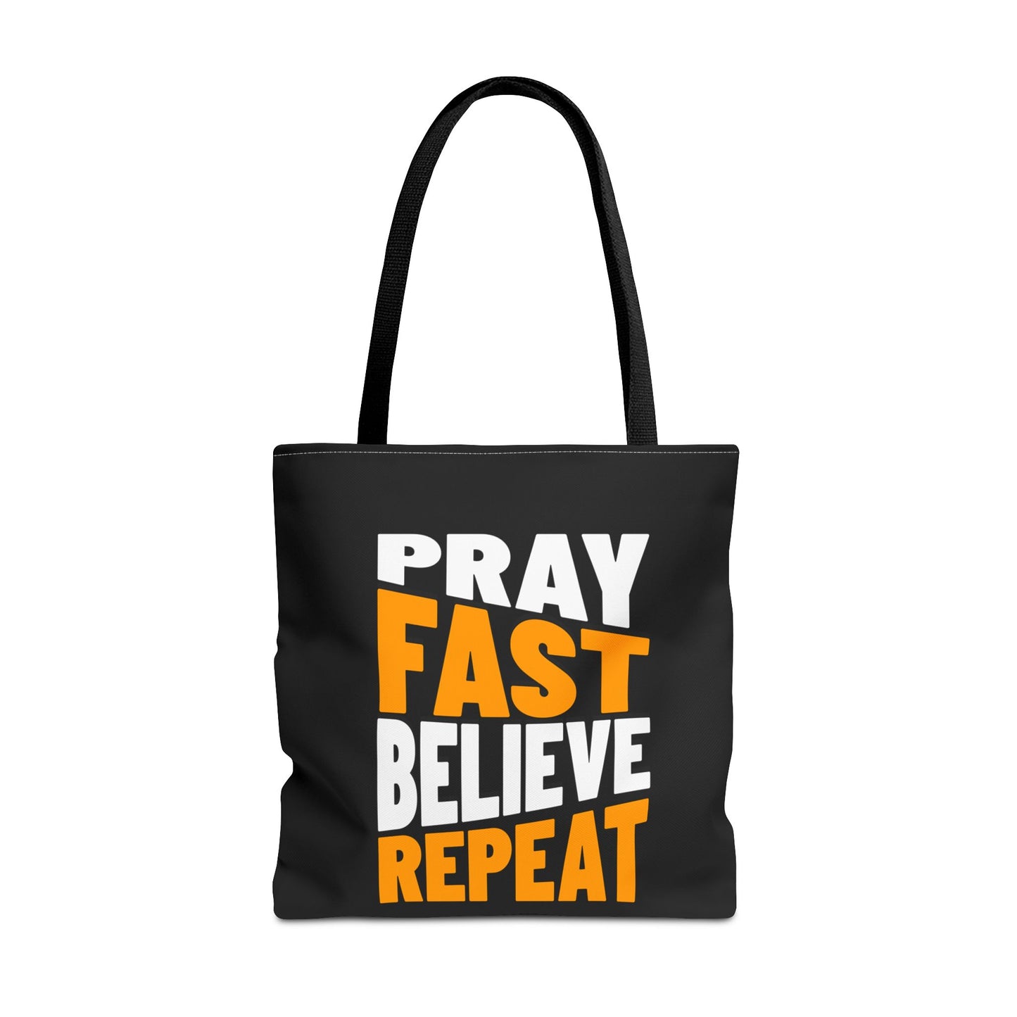 Pray-Fast-Believe-Repeat, Goat or Sheep (Black)?, Christian Tote Bag, Inspirational, Bible Faith