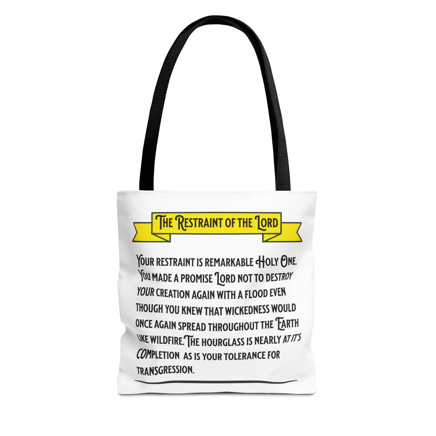 The Restraint of the Lord, Christian Tote Bag, Inspirational Christian Gift, Bible Faith
