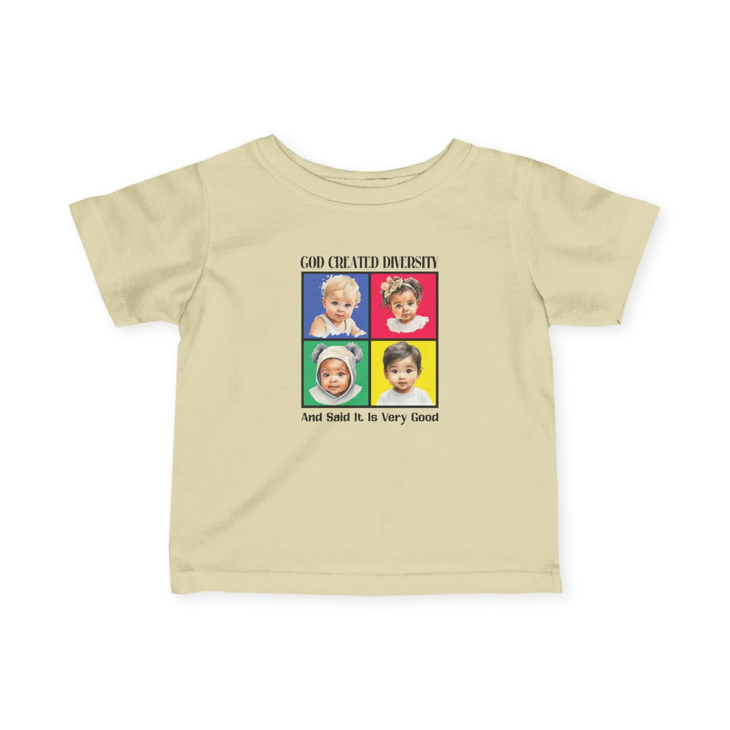 Infant Tee — "God Created Diversity" Colorful Baby Graphic
