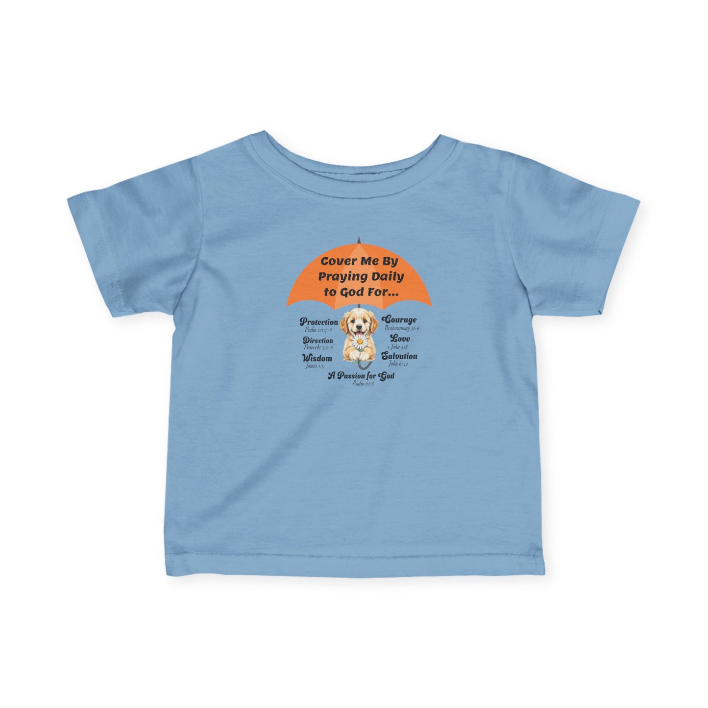 "Cover Me By Praying Daily" Christian Baby Shirt | Religious Infant Top | Puppy