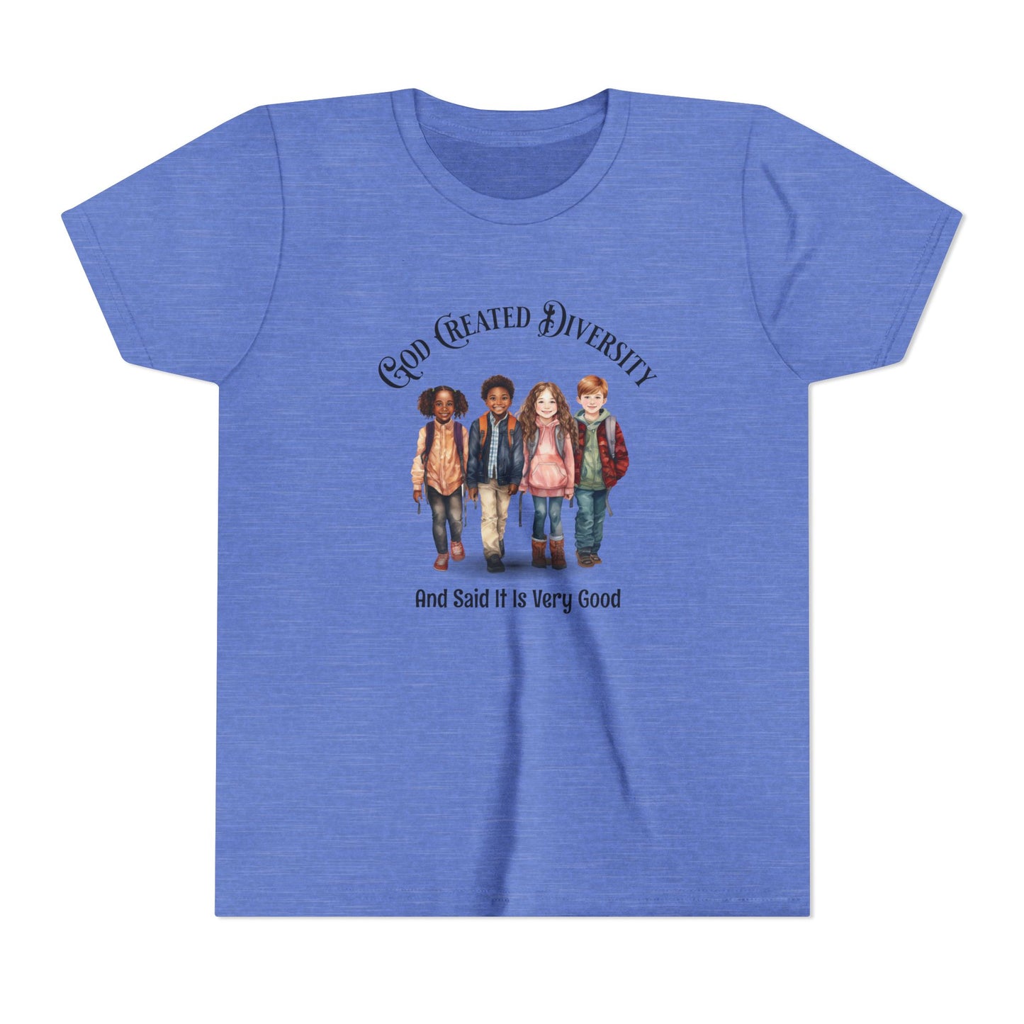 Youth Tee — "God Created Diversity and Said It Is Very Good" Kids Graphic Shirt, Faith-Based