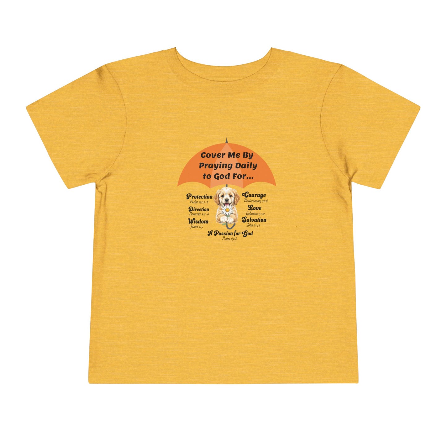 Toddler Short Sleeve Tee, Christian, Faith-Based, Cover Me With Prayer, Cute Puppy