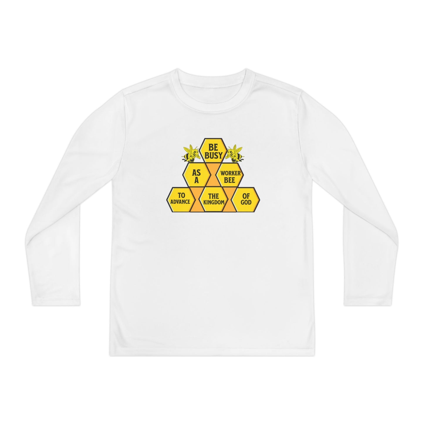 Be Busy As A Worker Bee, Youth Long Sleeve Tee — Christian, Faith-Based