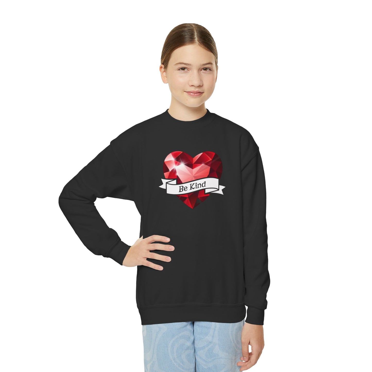 Be Kind, Youth Crewneck Sweatshirt – Inspirational Christian Quote Graphic