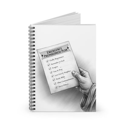 Emergency Preparedness Plan, Spiral Ruled Journal for Positivity, Faith-Based