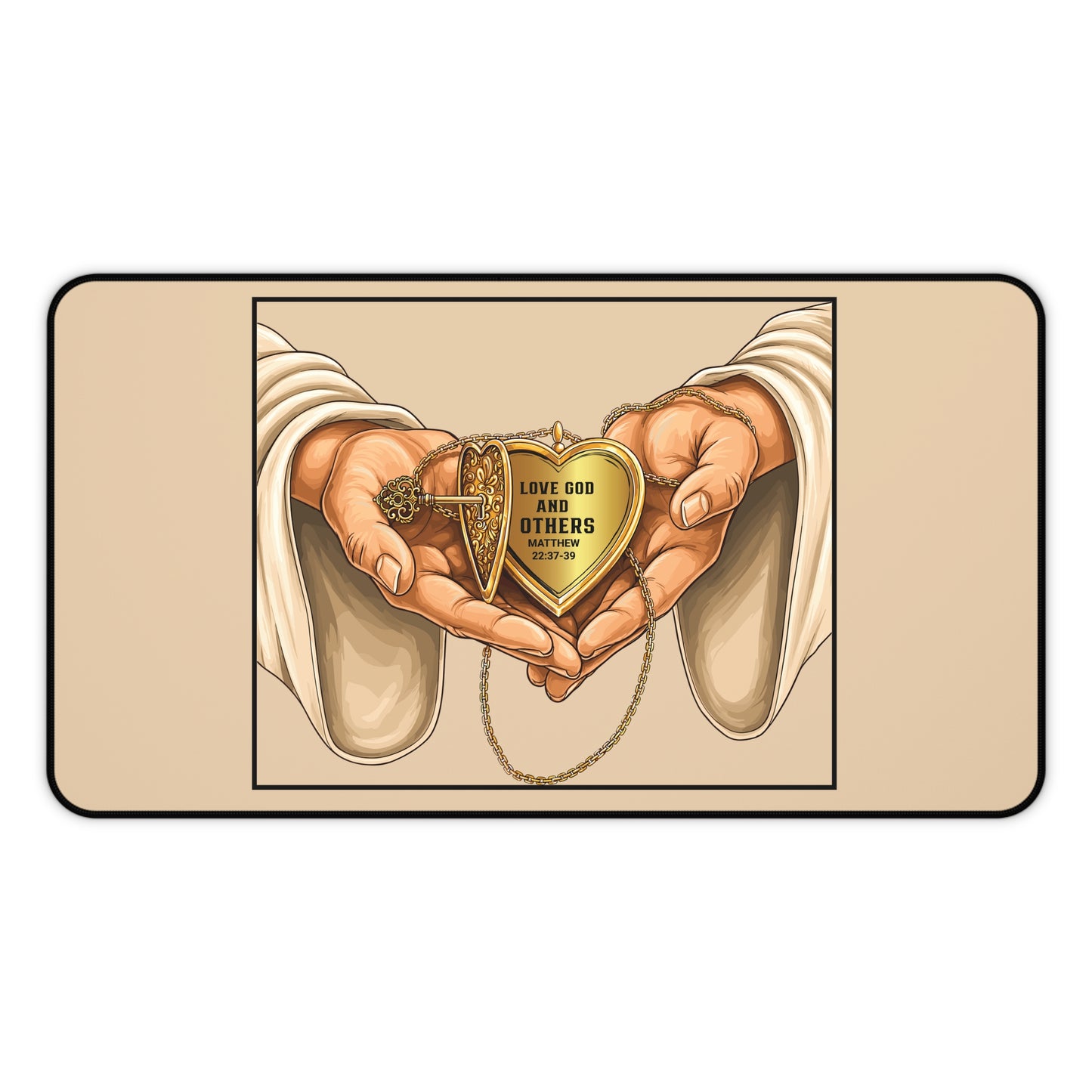 Faith-Inspired Desk Mat — Greatest Commandments"Love God and Others"