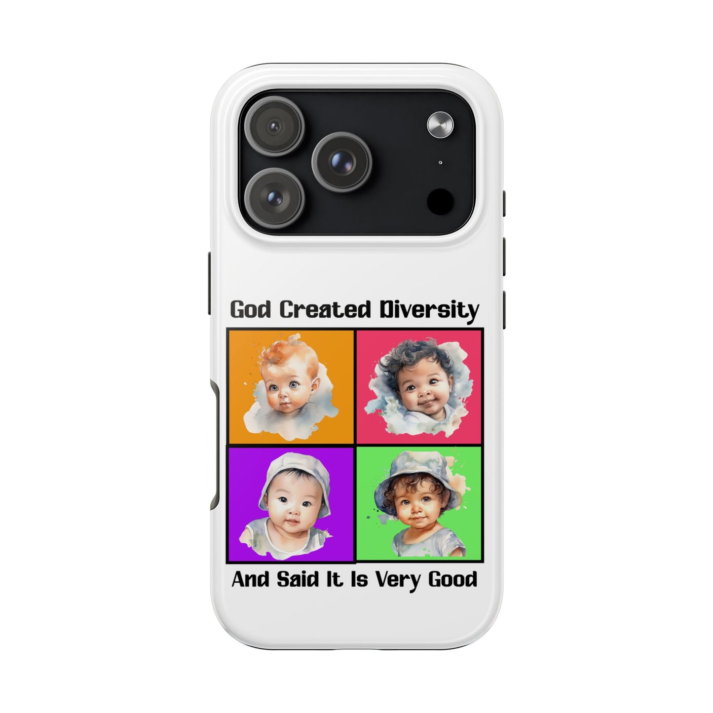 God Created Diversity and Said It Is Very Good, Cute Babies in Square2- Phone Case, Christian, Faith-Based