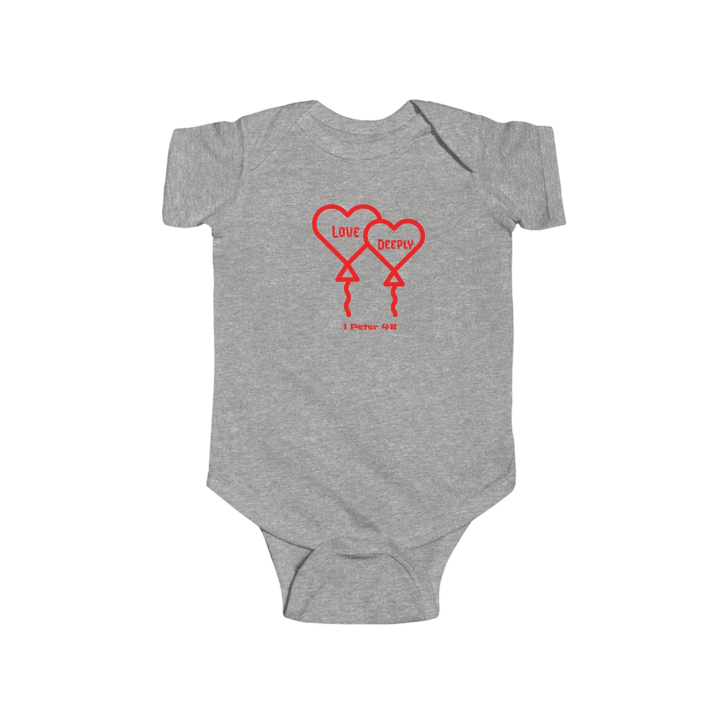 Love Deeply- Baby Onesie, Faith-Based, Hearts