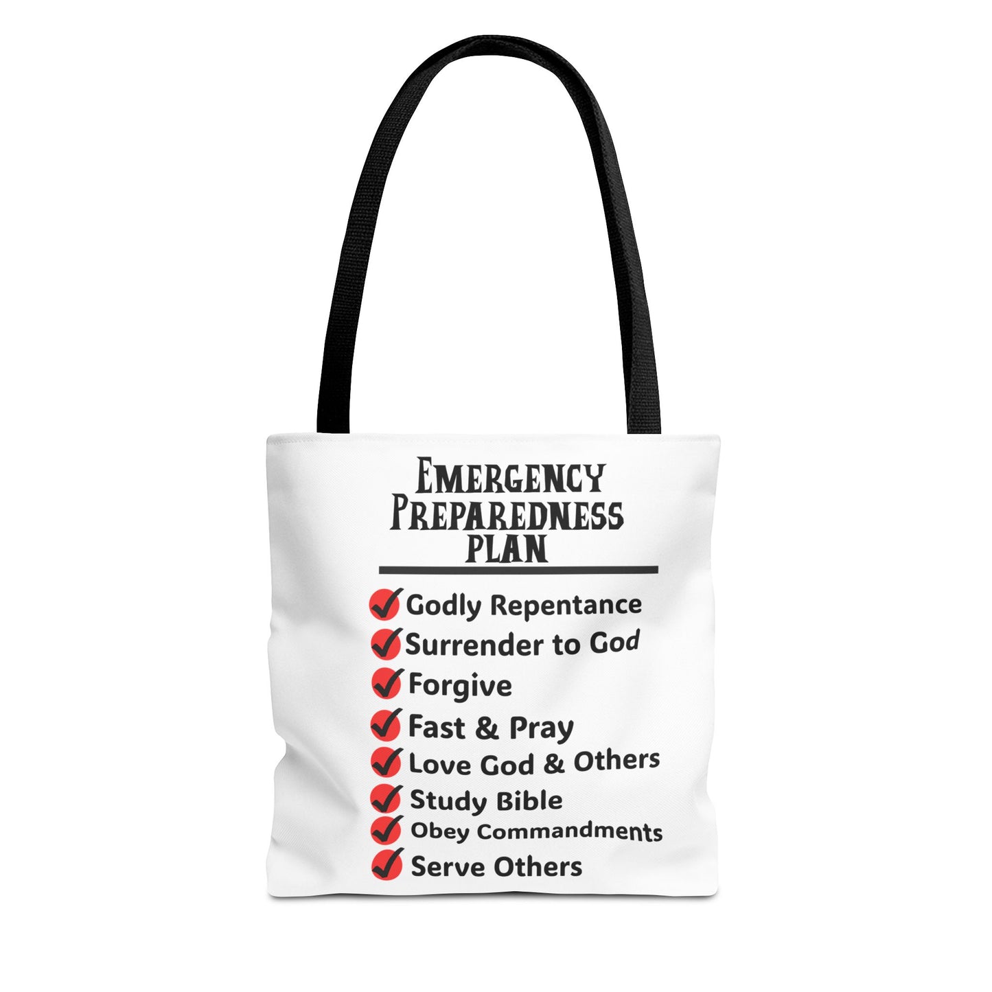 Emergency Preparedness Plan Tote, Christian Tote Bag, Inspirational Christian Gift, Bible Faith
