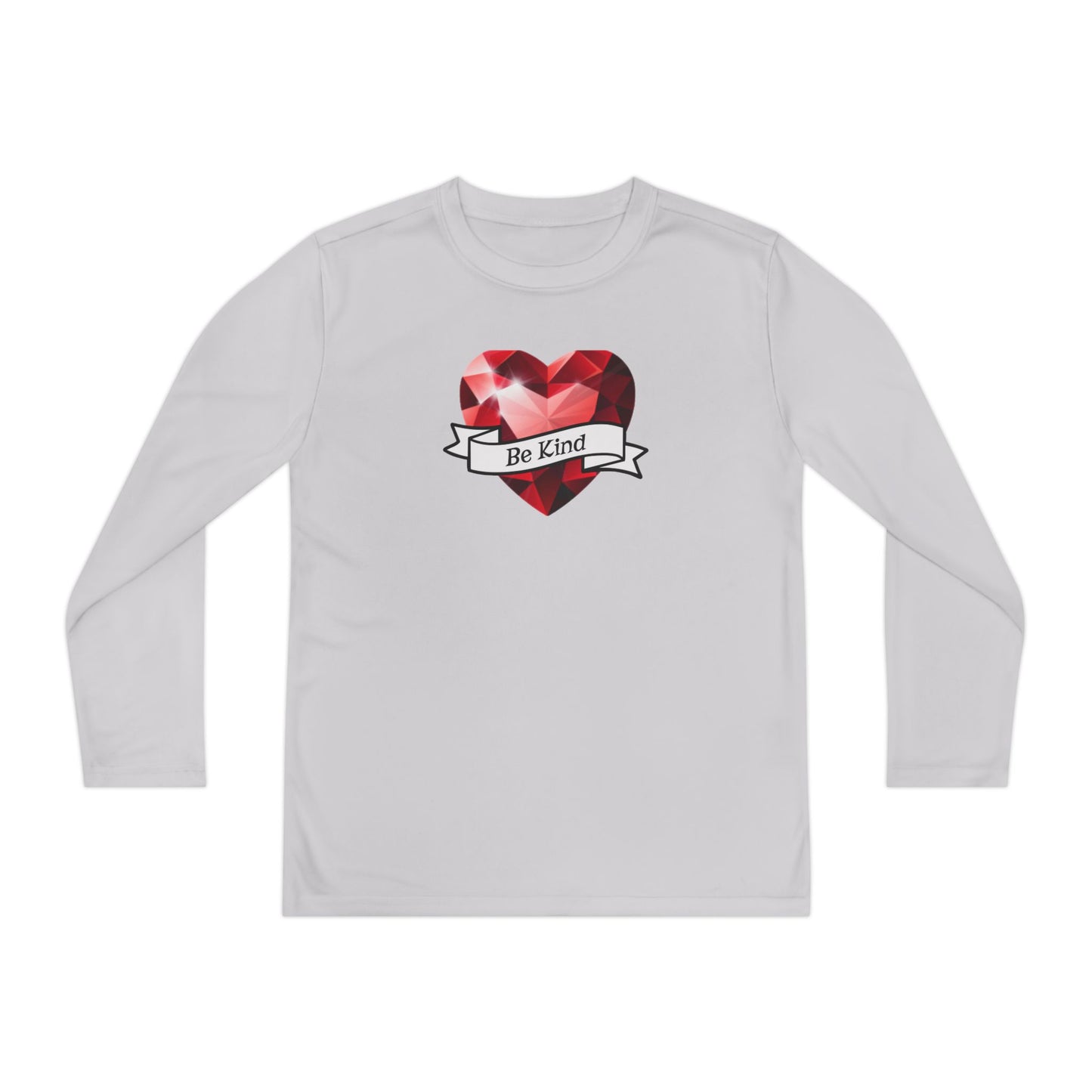 Be Kind Heart Youth Long Sleeve Tee — Kids' Positive Message Shirt, Christian, Faith-Based