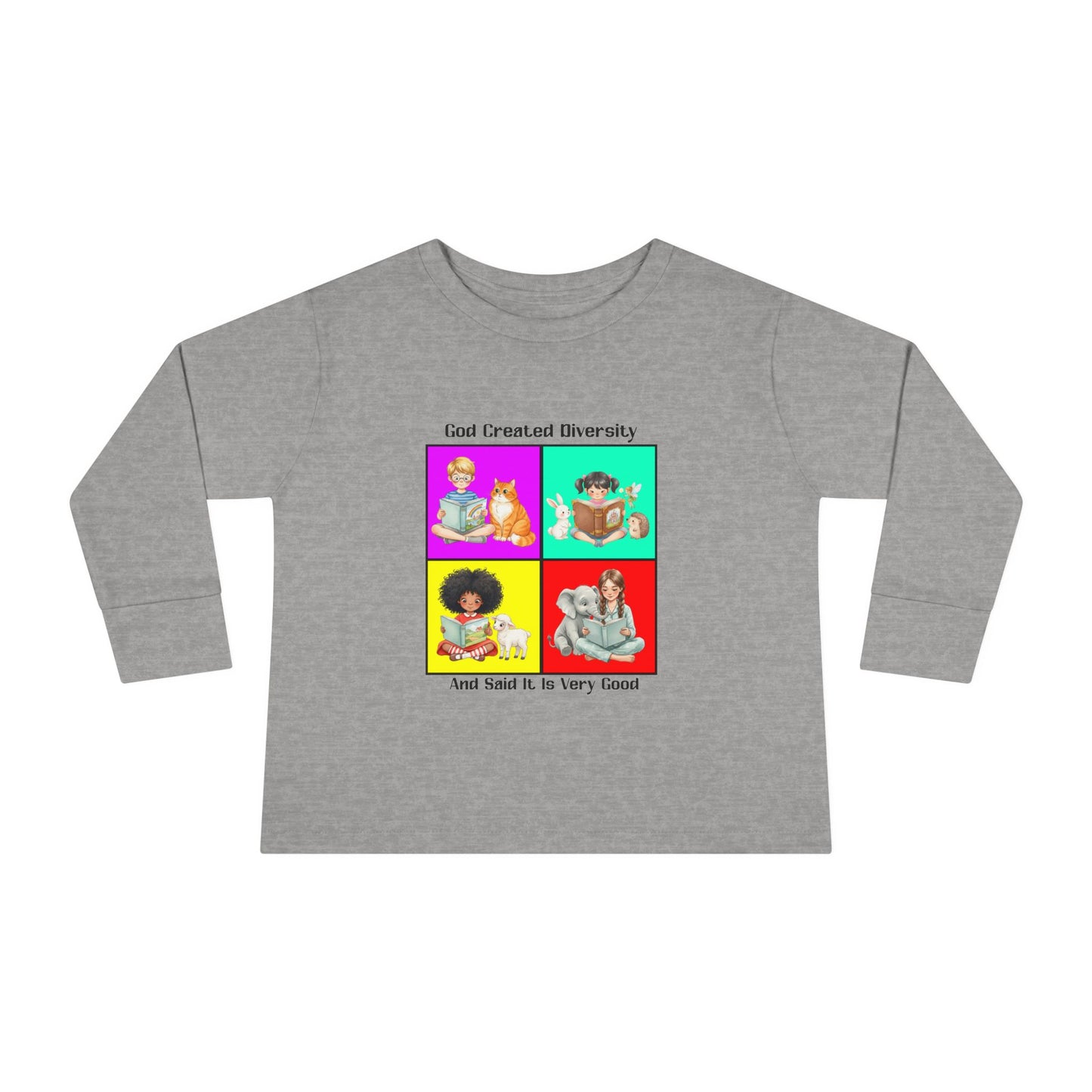 Toddler Long Sleeve Tee — "God Created Diversity" Kids Graphic Shirt, Faith-Based