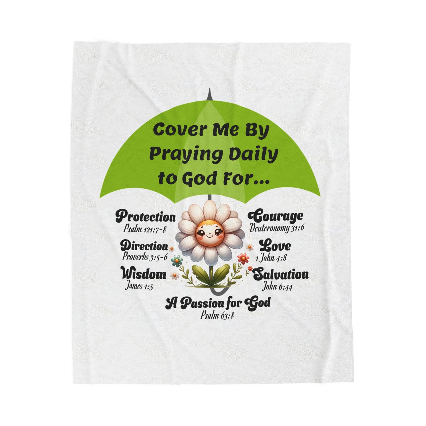 Velveteen Plush Blanket — "Cover Me By Praying Daily to God For" Christian Prayer Throw