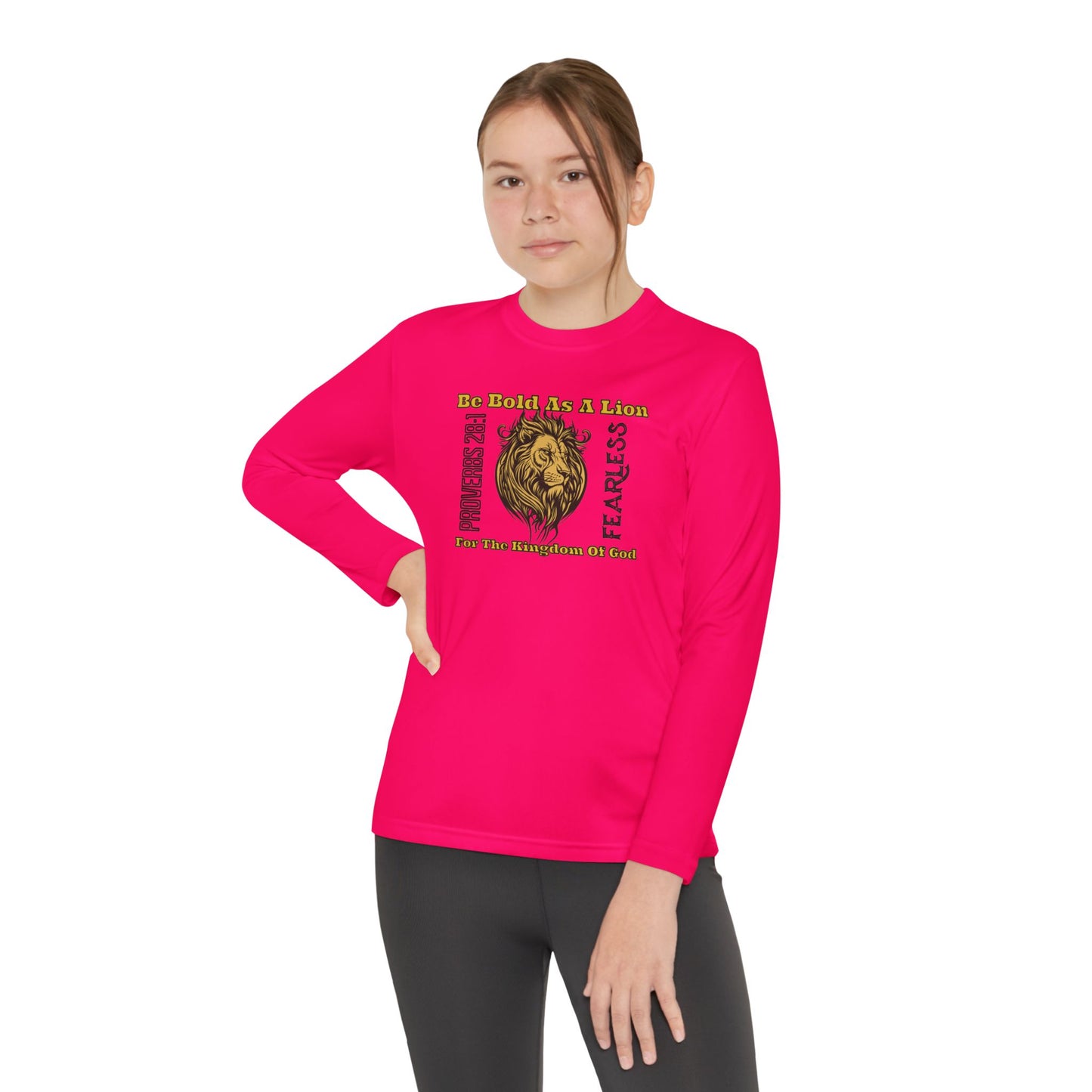 Be Bold As A Lion, Youth Long Sleeve Tee — Christian, Faith-Based