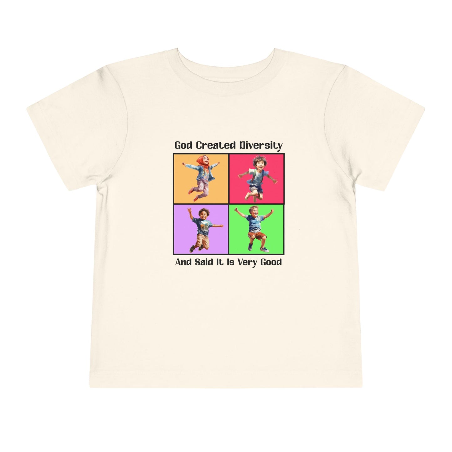 Toddler Short Sleeve Tee, Christian, Faith-Based, Diversity Design, Happy Kids