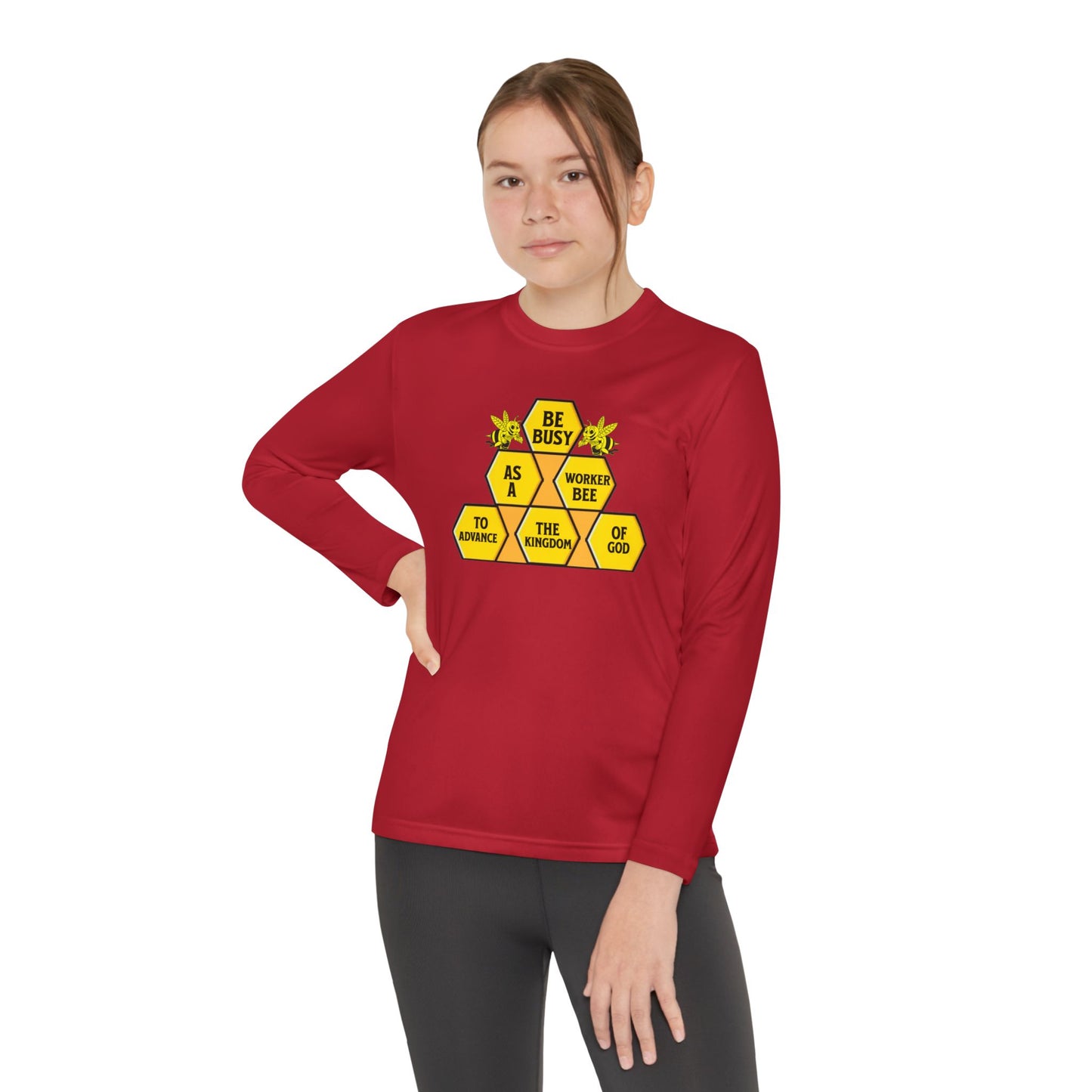 Be Busy As A Worker Bee, Youth Long Sleeve Tee — Christian, Faith-Based