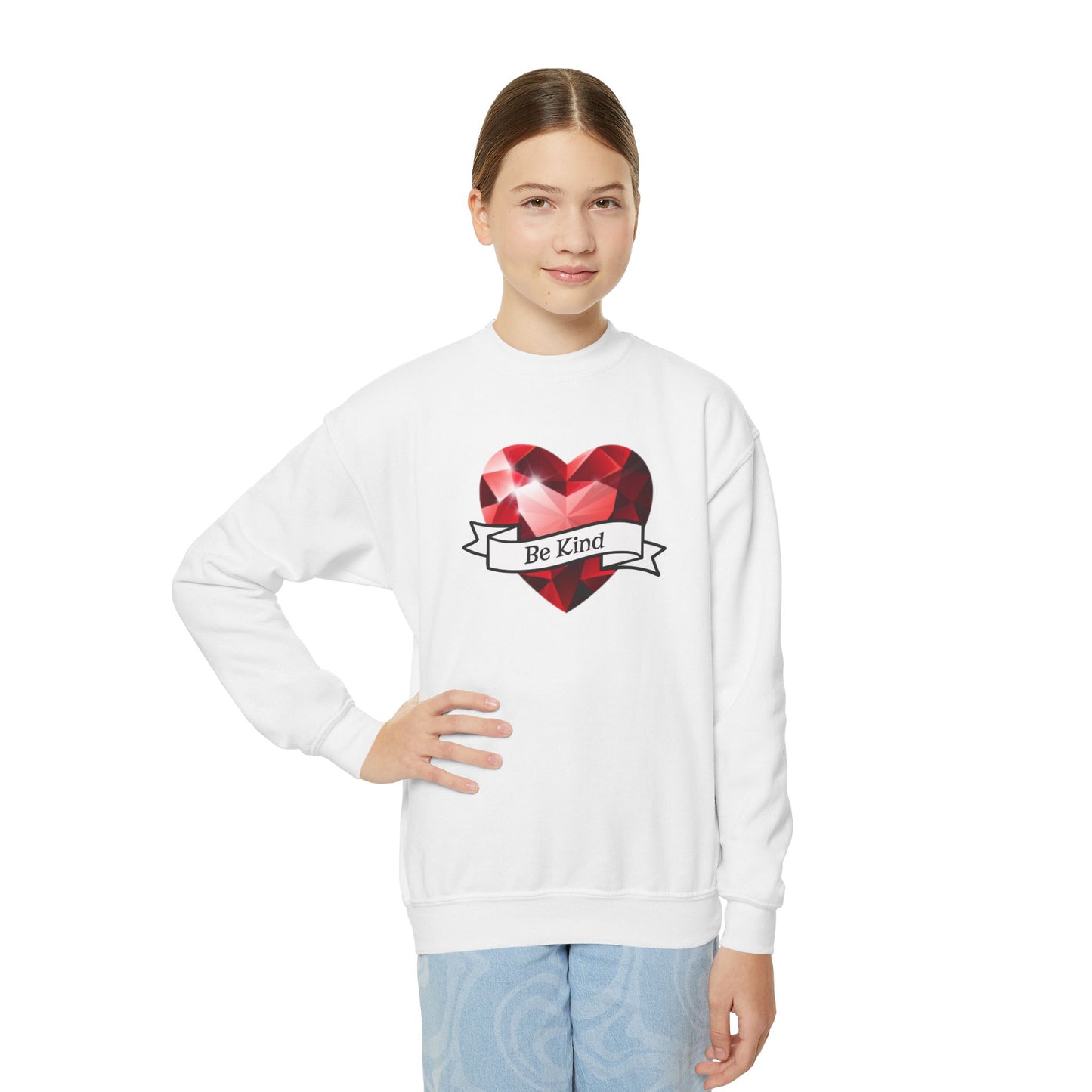 Be Kind, Youth Crewneck Sweatshirt – Inspirational Christian Quote Graphic