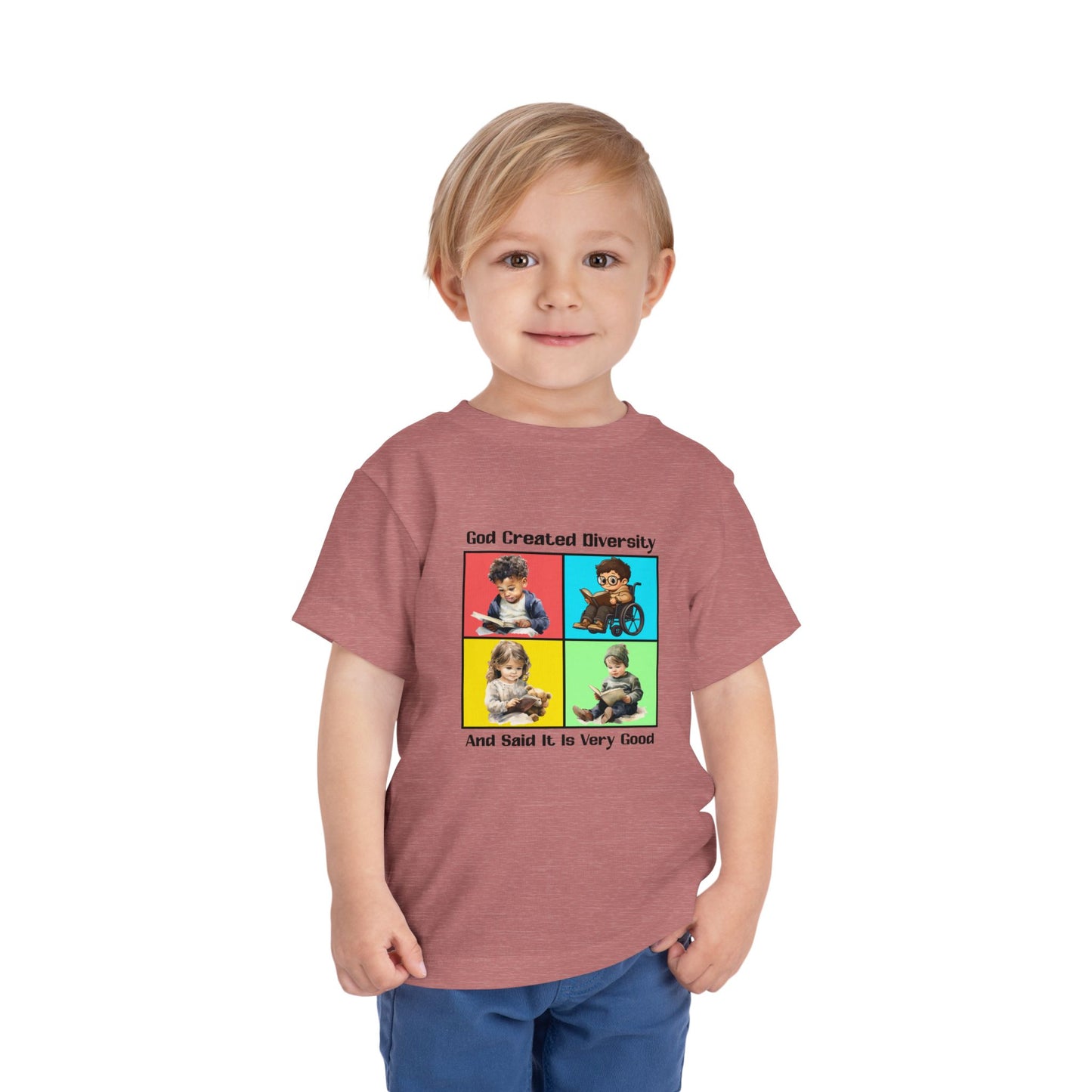 Toddler Short Sleeve Tee, Christian, Faith-Based, Diversity Design,