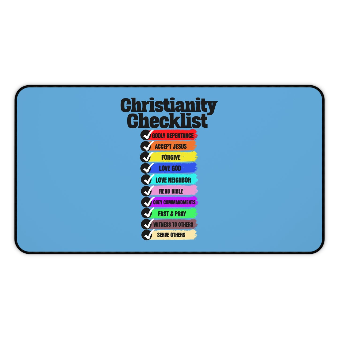 Christianity Checklist Desk Mat — Inspirational Christian Desk Pad with Faith-Based Checklist