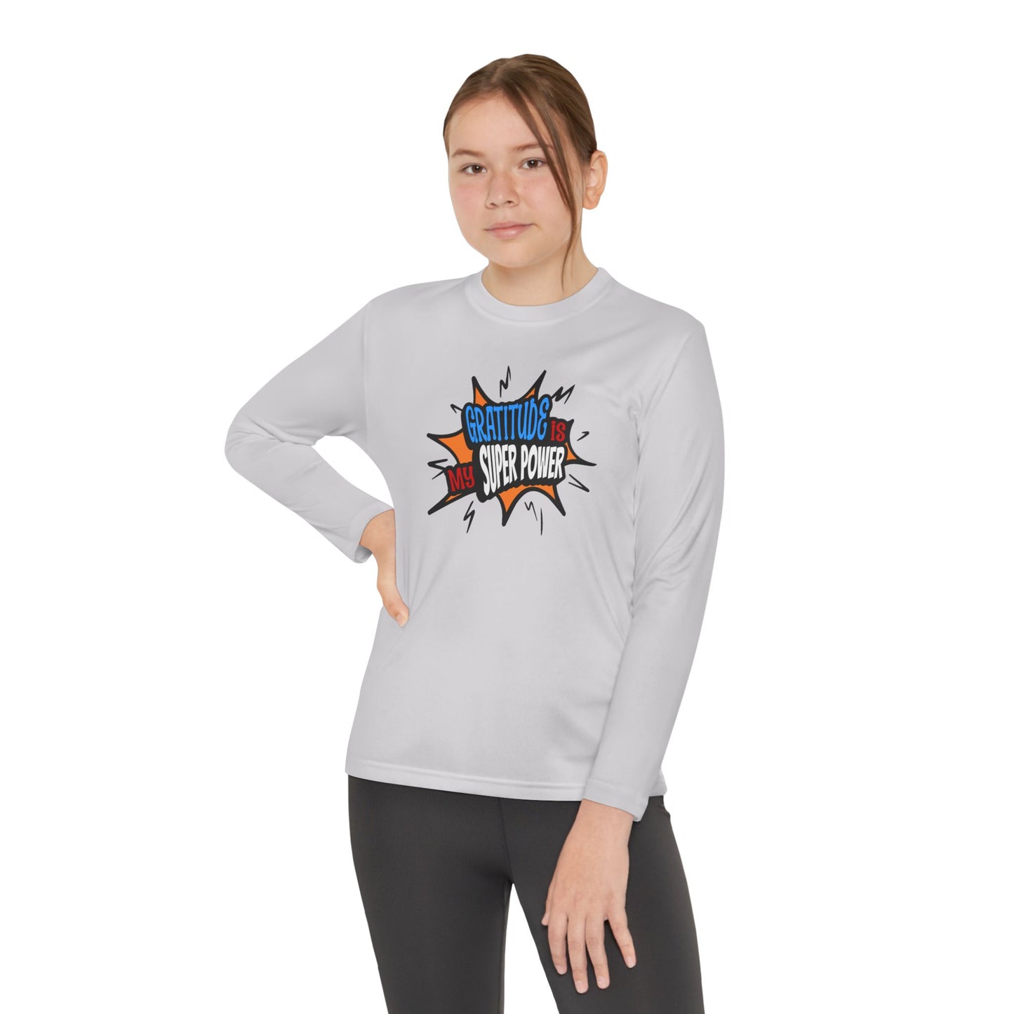 Gratitude Is My Superpower, Youth Long Sleeve Tee — Christian, Faith-Based