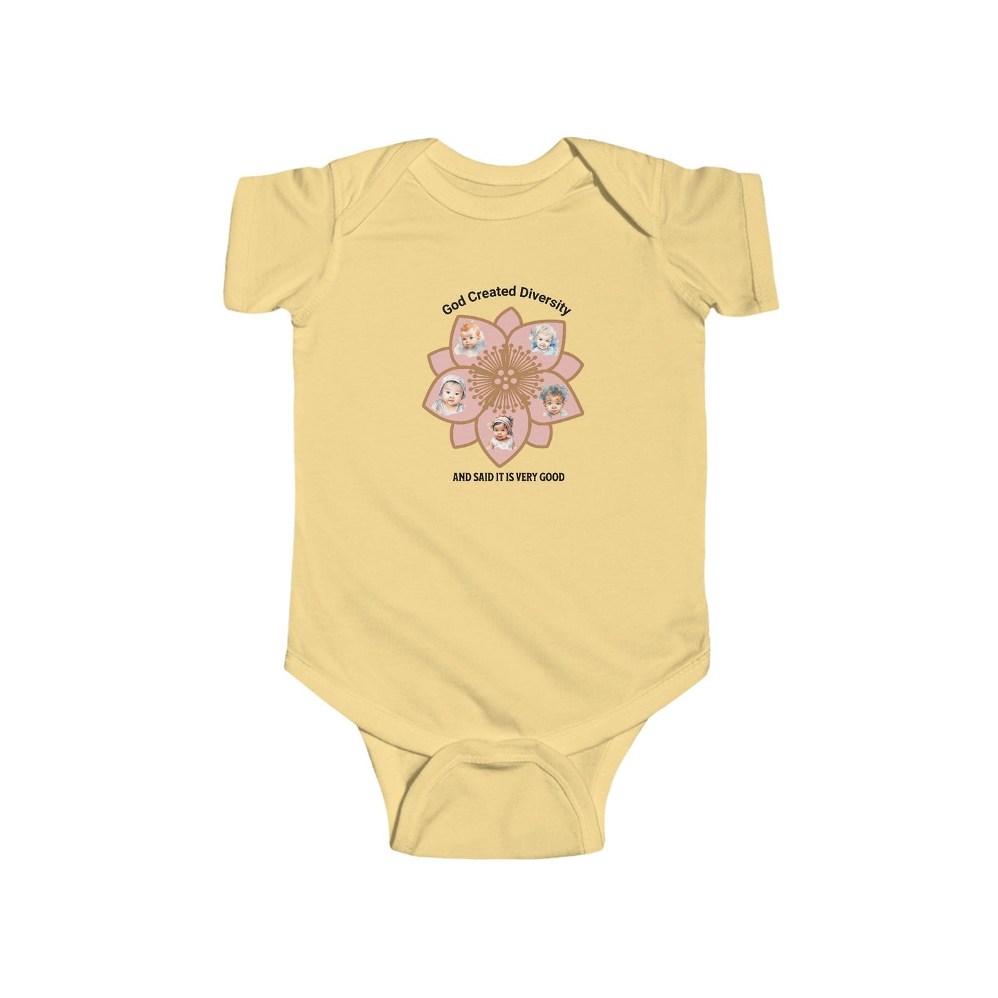 Bodysuit - 'God Created Diversity, Floral Design, Christian, Faith-Based