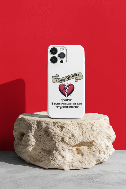 Genuine Repentance, Psalm 51:17, Phone Case, Christian Message